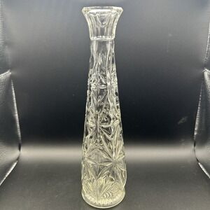 Vintage VTG Clear Glass Starburst Bud Vase MCM Cottage Core Grandma Core
